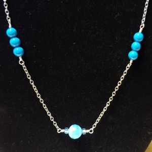 Sterling Silver Teal Pendant Necklace!